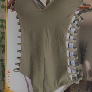 Sage colored one-piece bathing suit